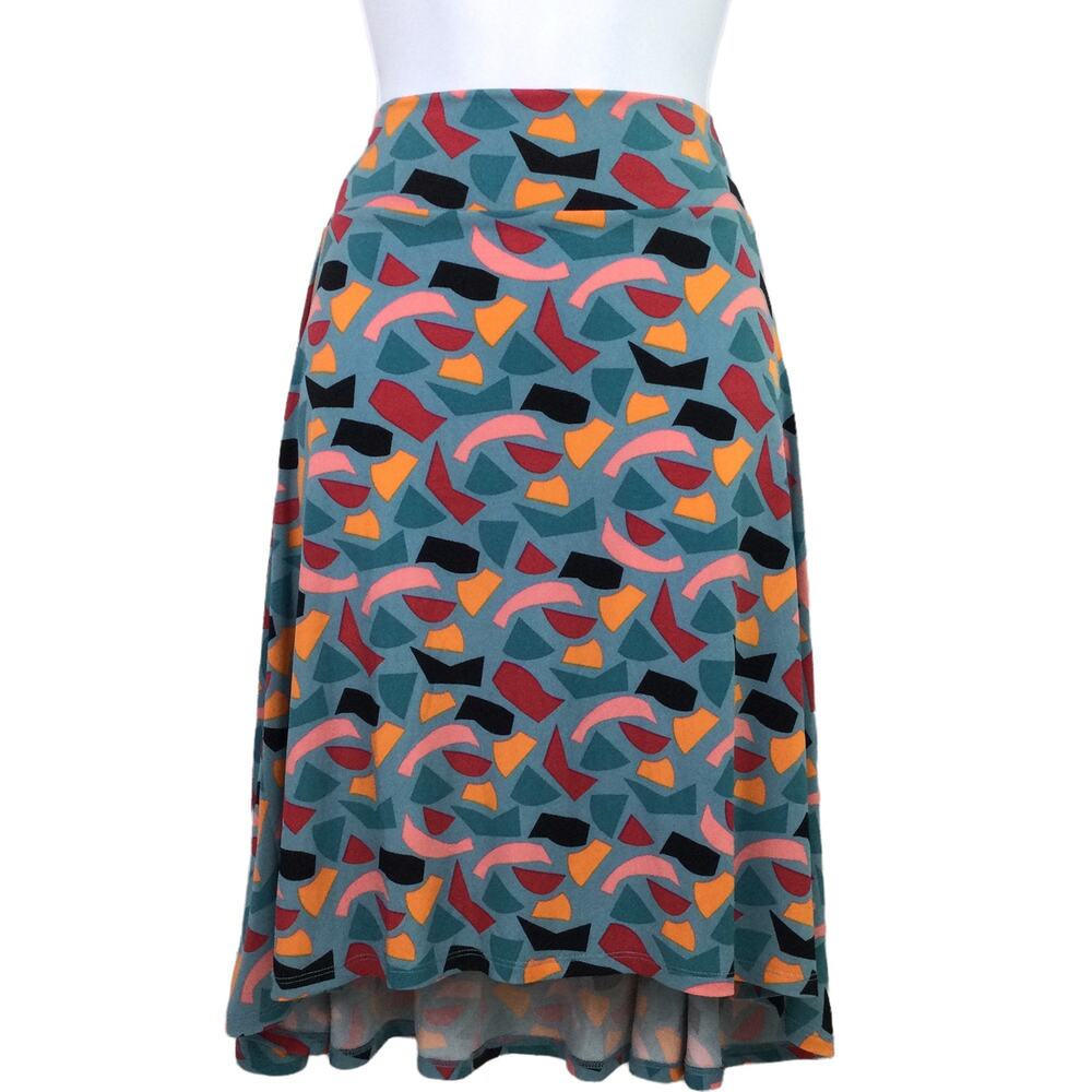 Lularoe 90s Retro Abstract Geometric Artsy Lagenlook Asymetric Midi Skirt 14
